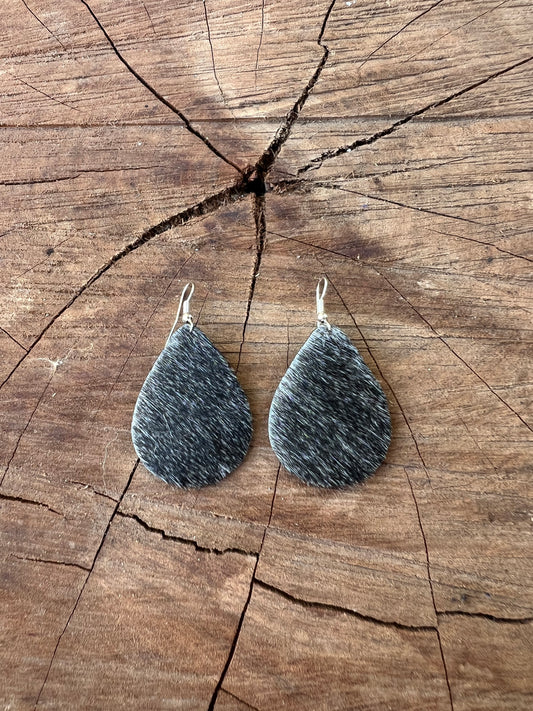 Black Cowhide Earrings