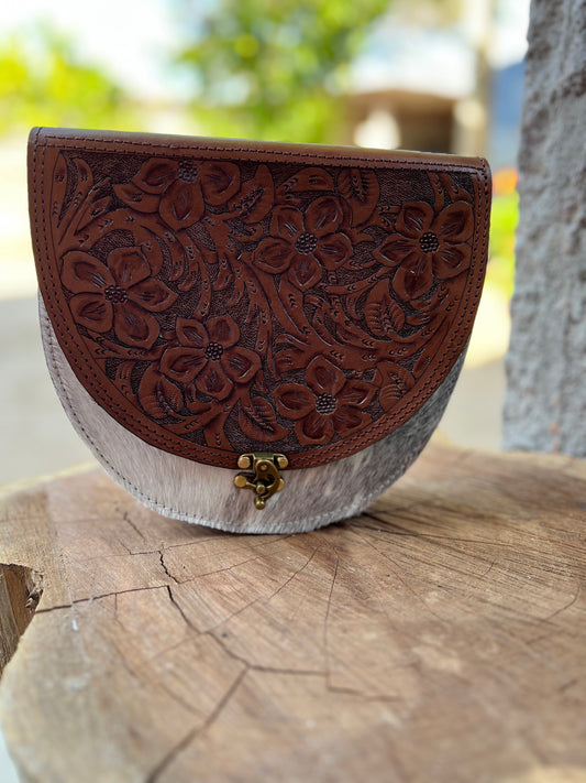 Brown Cowhide Crossbody Purse