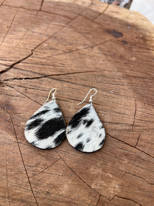 Black & White Cowhide Earrings